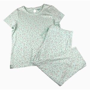 L.L.Bean Womens Floral Supima Cotton Pajama Set XL Reg NWOT Super Soft $74 MSRP